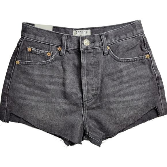 Agolde Parker Cut Off Denim Shorts in Black Size 26 NWT - Picture 1 of 8